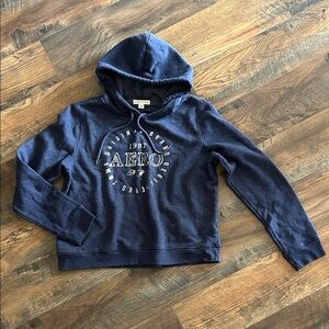 Aeropostale Navy Blue Hoodie with Silver Metallic Shiny Logo